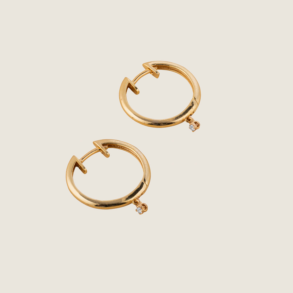 Solitaire Drop-Huggies Earrings