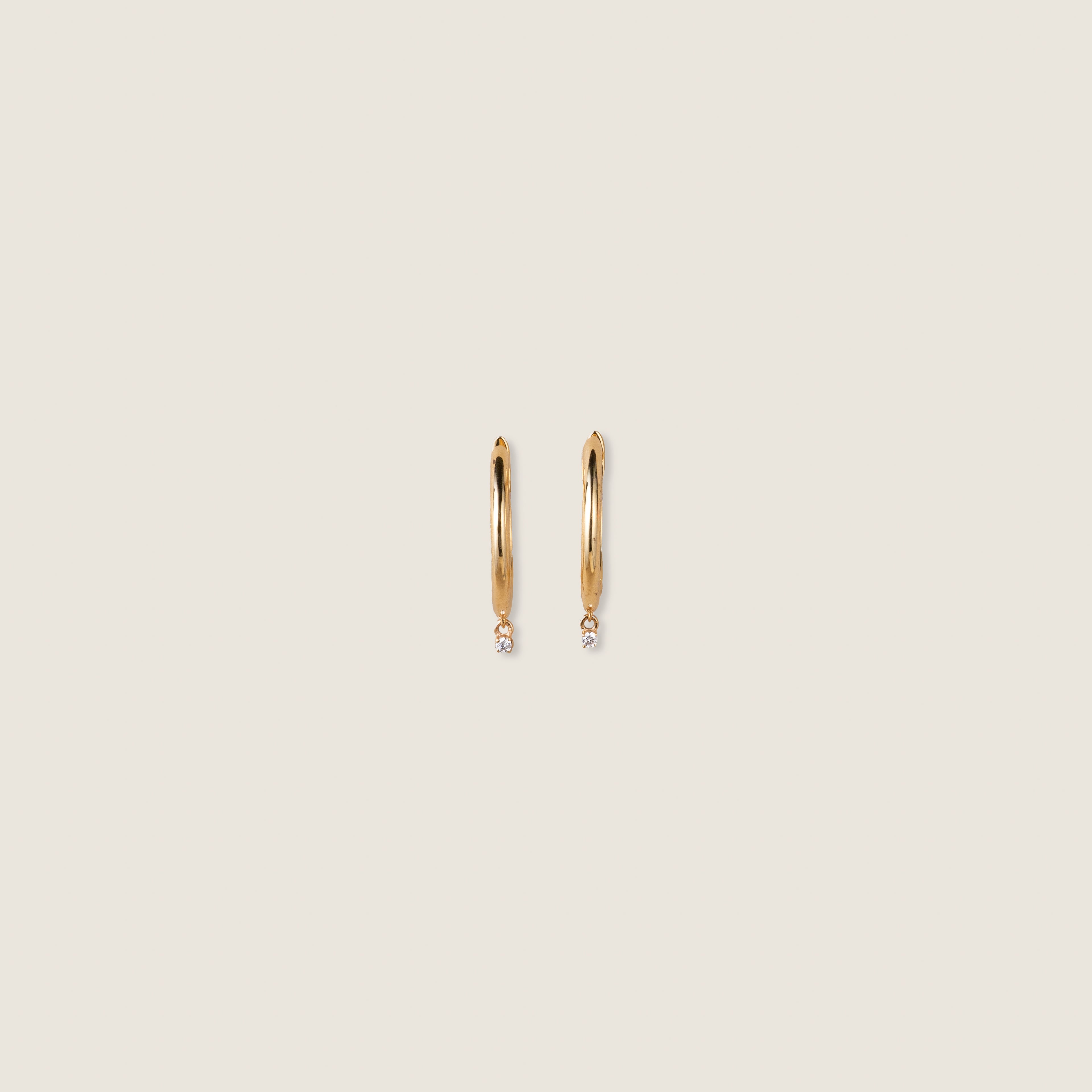 Solitaire Drop-Huggies Earrings